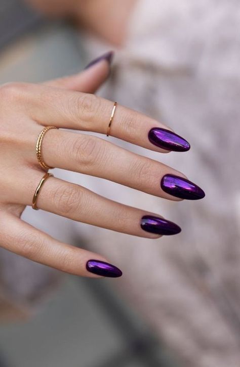 Discover 25 stunning purple chrome nail designs set to define 2024's beauty trends. From iridescent hues to rhinestone glam, find the perfect style for every mood and occasion. Dive into a world of luxurious purple chrome nails, where sophistication meets modern artistry. Whether you're after subtle elegance or bold statements, these top picks will elevate your fashion game. Explore now and embrace the purple allure! Almond Nail Design Ideas, Purple Nail Design, Purple Nail Ideas, Purple Chrome Nails, Almond Nail Ideas, Chrome Nail Designs, Lavender Art, Purple Chrome, Purple Nail Designs