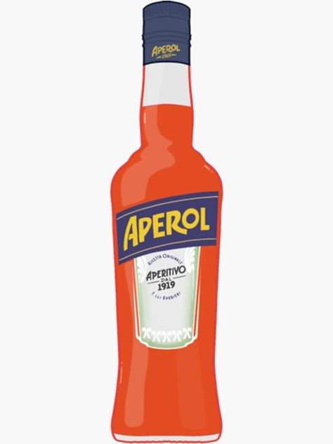 "Bottle of Aperol " Sticker for Sale by ontwerpstudiox | Redbubble Aperol Spritz Graphic, Aperol Spritz Embroidery, Aperol Bottle, Melon Cocktail, Potato Stamps, Gem Painting, Linen Board, Potato Stamp, Bottle Tattoo