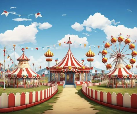 Circus Background, Carousel Birthday Parties, Carnival Background, Carousel Birthday, Parc D'attraction, Carnival Themes, Foto Baby, Party Background, Birthday Party Banner