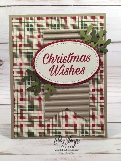 libbystamps, Stampin' Up!, Peaceful Poinsettia, Layering Ovals Framelits, Stitched Shapes Framelits, Festive Farmhouse DSP, Banner Triple Punch, Sprig Punch, Corrugated Dynamic EF, BFBH Dsp Stampin Up Cards, Christmas Cards 2018, Diy Holiday Cards, Stamped Christmas Cards, Happy November, Simple Christmas Cards, Homemade Christmas Cards, Christmas Paper Crafts, Stampin Up Christmas Cards