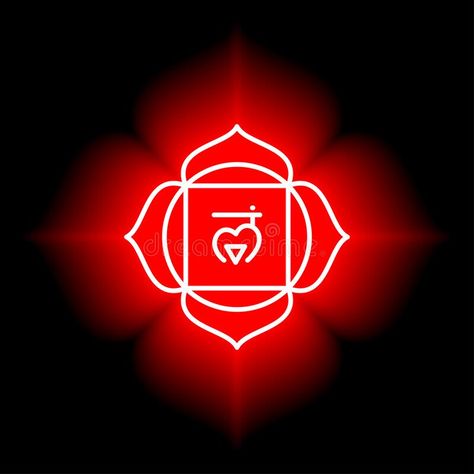 Muladhara icon. The first root chakra. Vector red gloss and shine. Line symbol. Sacral sign. Meditation.  vector illustration Root Chakra Symbol, Meditation Vector, Meditation Illustration, Red Chakra, Chakra Symbols, Root Chakra, Fractal Art, Free Illustrations, Royalty Free Images