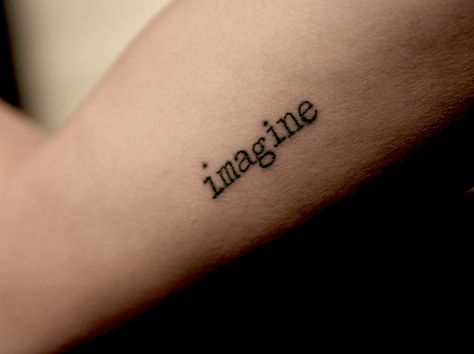 Imagine | Pequeños Tatuajes | Antebrazo Black Diamond Tattoos, One Word Tattoos, Diamond Tattoos, Bicep Tattoo, Little Tattoos, Word Tattoos, Tattoo Designs For Women, Trendy Tattoos, Foot Tattoos