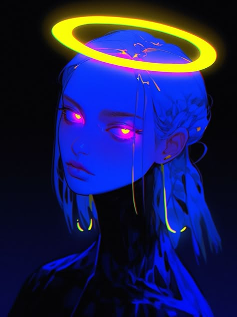 References For Drawing, Cyberpunk Girl, La Face, Neon Art, Digital Art Illustration, Hand Art Drawing, Profile Pic, Art Inspiration Drawing, Face Art