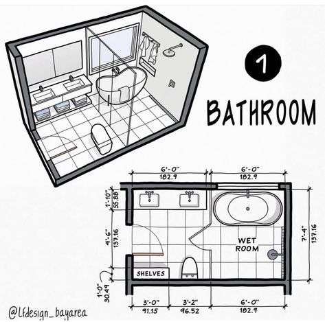 Bathroom Sketch, Bathroom Floorplan, Master Bath Layout, Bathroom Layout Plans, Arch Sketch, Bathroom Organization Ideas, Retaining Wall Design, Mini Bad, Simple Bathroom Designs