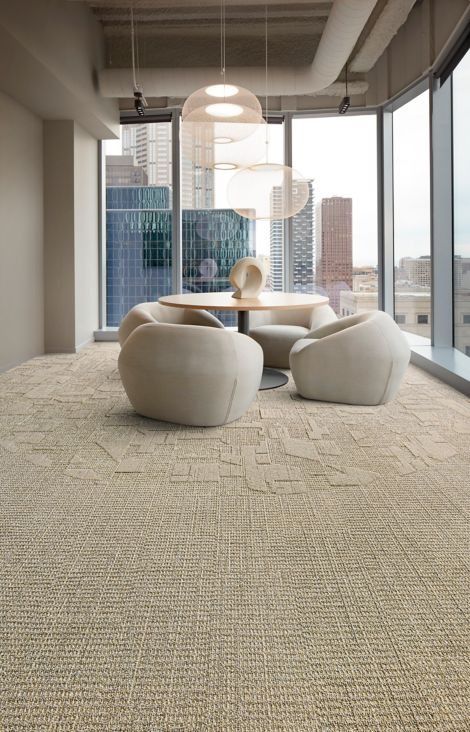 E612: Etched & Threaded Collection Carpet Tile by Interface Interface Carpet, Carpet Tiles Office, Texture Carpet, Materials And Structures, Commercial Carpet Tiles, Carpet Texture, Office Carpet, Resilient Flooring, Office Floor