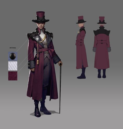 ArtStation - Crimson Coat, Siwoo Kim Steampunk Character, Concept Clothing, Clothes Reference, Dishonored, Victorian Steampunk, Dnd Art, Fantasy Concept Art, Character Design References, Dieselpunk