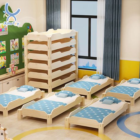 direct from Dalian West Shore Technology Co., Ltd. in CN Wooden Cot Design, Daycare Interior Design, Toddler Daycare Rooms, Daycare Design Ideas, Daycare Room Design, Cot Design, Daycare Cots, Daycare Setup, Kindergarten Furniture