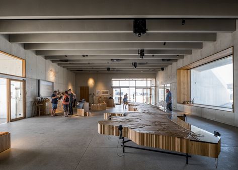 Thy National Park Visitor Center / LOOP Architects | ArchDaily Visitor Center Interior, Visitor Center Architecture, Visitor Center Design, Barn Interior Design, Centre Parks, Wooden Window Frames, Barn Interior, Architectural Competition, Oak Doors