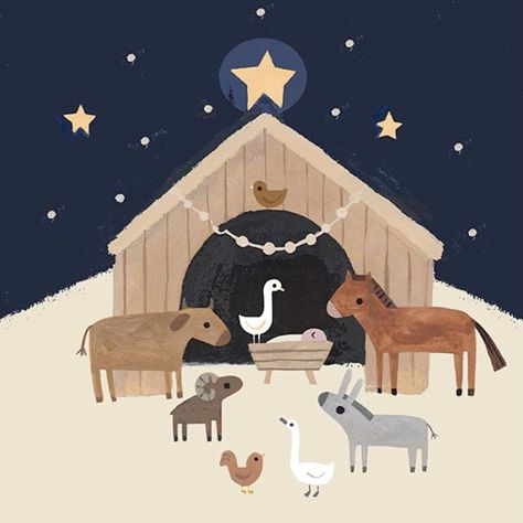 Nativity Illustration, Mini Christmas Cards, Nativity House, Geek Christmas, Christmas Manger, Religious Illustration, Beautiful Nursery, Christmas Nativity Scene, Charlie Brown Christmas