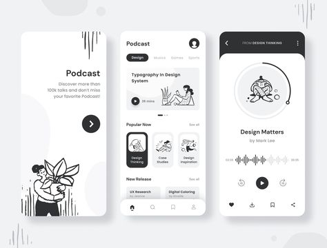 Homepage App Design, Podcast App Design, App Home Page, App Mobile Design, App Homepage, App Design Trends, Podcast Design, App Illustration, Music App Design