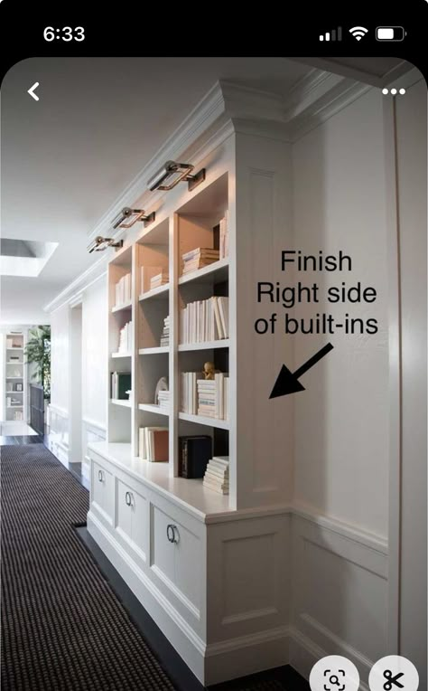 White Built Ins, Built In Shelves Living Room, Living Room Built Ins, Urban Electric, Bar Basement, Home Library Design, Living Room Shelves, Lobby Design, Trendy Living Rooms