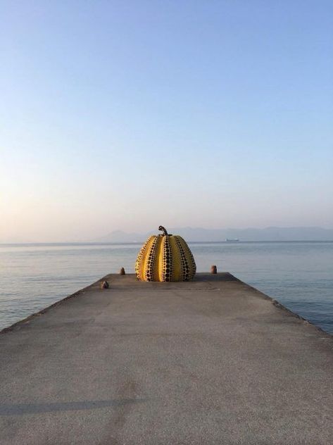 Clear skies over Naoshima Island and Yayoi Kusama's Yellow Pumpkin  #yellowpumpkin #yayoikusama #naoshima #naoshimaisland #japan #japaneseart Naoshima Island Japan, Korea Honeymoon, Japan Islands, Naoshima Island, Flavoured Coffee, Travel Therapy, Vacay Spots, Japan Core, Japan Beach