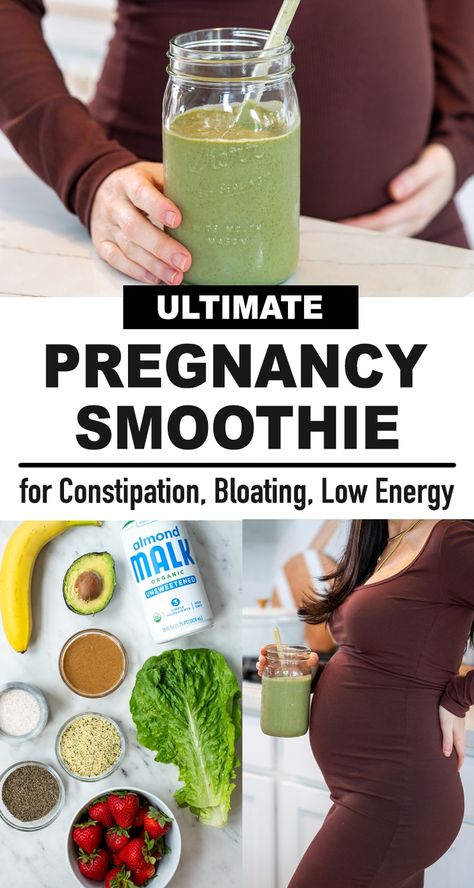 This healthy breakfast smoothie has helped so much with my pregnancy constipation, bloating, low energy levels, and overall wellness. #smoothie #smoothierecipe #breakfastsmoothie #energysmoothie #greensmoothie Prune Smoothie Constipation, Smoothie For Constipation, Wellness Smoothie, Foods For Constipation, Pregnancy Breakfast, Constipation Smoothie, Pregnancy Smoothie, Pregnancy Constipation, Energy Smoothies