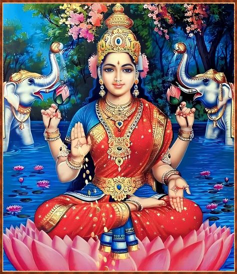 Maha Laxmi Goddesses, Goddess Lakshmi Painting, Goddess Lakshmi Images, Mahalakshmi Goddesses, Gaja Lakshmi, Hindu Gods And Goddesses, Lakshmi Photos, Maa Lakshmi, Devi Images Hd