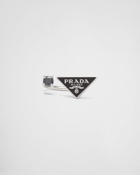 Prada Jewelry Ring, Prada Ring, Hard Jewelry, Womens Silver Jewelry, Prada Jewelry, Prada Accessories, Triangle Logo, Ring Women, 925 Silver Jewelry