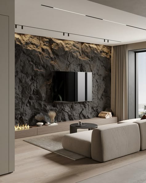 Indoor stone wall