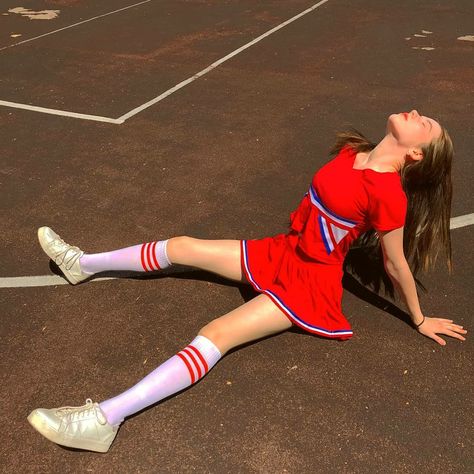 cheerleader Red Cheerleader Aesthetic, Cheerleader Aesthetic, Mad Tsai, Aesthetic Sports, Girl Hood, Lightning Strikes, White Aesthetic, Small Town, Aesthetic Girl