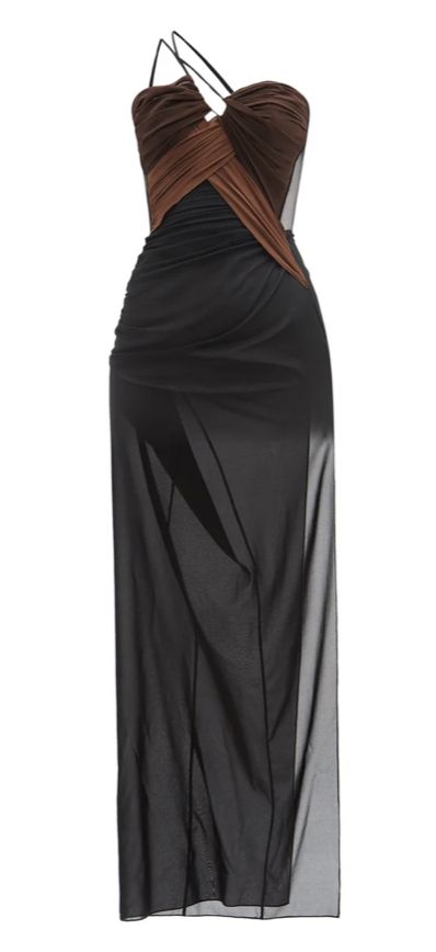 Black And Brown Dress, Looks Street Style, Chiffon Maxi, Chiffon Maxi Dress, Mode Inspo, Glam Dresses, Black Maxi, Looks Style, Lookbook Outfits