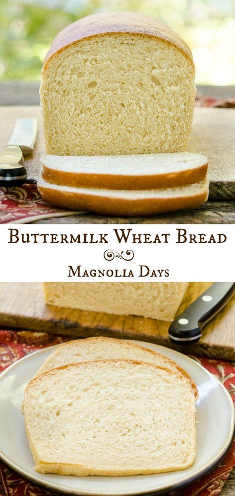 Buttermilk Wheat Bread is a fantastic sandwich bread with a touch of honey and lightness from white whole wheat. Bread Machine Recipes White, Buttermilk Bread, White Honey, 38 Super, Bread Bun, Whole Wheat Bread, Bread Machine Recipes, Wheat Bread, Sandwich Bread