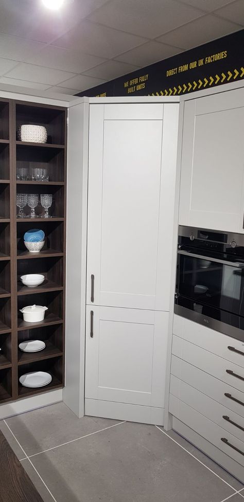 Wren corner larder unit Larder Cupboard Ideas, Corner Larder Cupboard, Larder Room, Corner Larder, Kitchen Larder Units, Corner Kitchen Pantry, Kitchen Larder Cupboard, Unit Kitchen, Cupboard Ideas