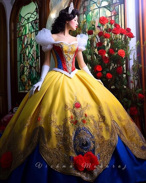 Vishma Maharaj (@whizicalmermaid) • Instagram photos and videos Vishma Maharaj, Disney Princess Gowns, Snow White Princess Dress, Disney Dapper Day, Snow White Dress, Poisoned Apple, Quinceanera Themes Dresses, Disney Parade, Disney Princess Costumes