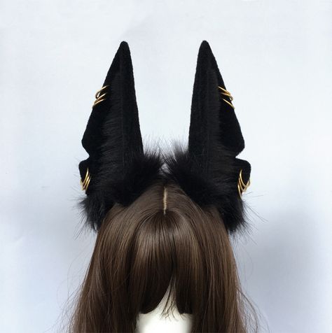 Black Wolf Ears And Tail, Anubis Ears, Anubis Cosplay, Wolf Ears And Tail, Wolf Cosplay, Wolf Ears, Oranges Gift, Fox Ears, Ear Earrings