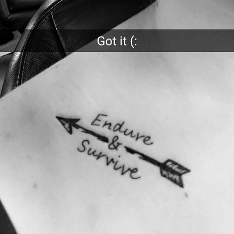 Finally got my The Last of Us tattoo. Endure & Survive (: Endure Survive Tattoo, Endure And Survive Last Of Us, The Last Of Us Small Tattoo Ideas, The Last Of Us Endure And Survive, The Last Of Ys Tattoo, The Last Of Us Tattoo Endure And Survive, Tlou Tattoo Ideas Joel, Endure And Survive Tattoo Last Of Us, Twd Inspired Tattoos