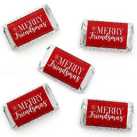 Red and Gold Friendsmas - Friends Christmas Theme | BigDotOfHappiness.com Friends Christmas Party, Christmas Party Treats, Easy Party Decorations, Holiday Party Themes, Candy Bar Labels, Candy Stickers, Easy Parties, Friends Diy, Chocolate Candy Bar