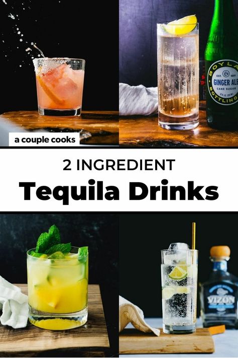 What to mix with tequila? There are loads of great mixers for this spirit that make stellar 2 ingredient tequila drinks. #tequila #whattomix #tequilamixer #tequiladrinks #2ingredient #2ingredienttequiladrinks #tequilamixers White Tequila Drinks, 2 Ingredient Tequila Drinks, Vodka And Tequila Mixed Drinks, Dark Tequila Drinks, Deleon Tequila Cocktails, Patron Silver Mixed Drinks, Orange Tequila Drinks, Tequila Drinks To Order At A Bar, Drinks With Jose Cuervo Tequila