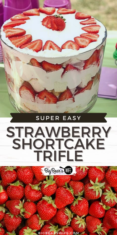 Trifle Bowl Desserts, Strawberry Cheesecake Trifle, Strawberry Shortcake Truffle, Shortcake Trifle, Bowl Desserts, Shortcake Recipes, Trifle Bowl Recipes, Gluten Free Strawberry Shortcake, Strawberry Shortcake Trifle