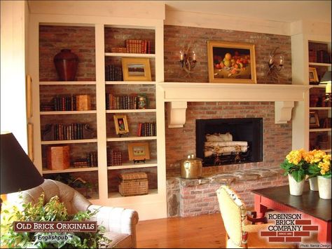 bookshelves to cover brick fireplace wall | ... March 2010 - backless bookshelves over existing brick fireplace wall Fireplace Updates, Fireplace Photography, Fireplace Vintage, Brick Fireplace Wall, Fireplace Bedroom, Fireplace Brick, Fireplace Decorations, Rock Fireplace, Fireplace Diy