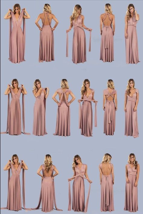 Long Dress For Party, Infinity Dress Ways To Wear, Wrap Dress Tutorial, Infinity Dress Styles, Vestido Convertible, Multiway Bridesmaid Dress, Infinity Dress Bridesmaid, Wrap Dress Bridesmaid, Multiway Dress