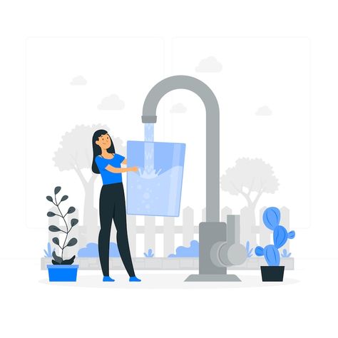 Free Vector | Water concept illustration Water Tap Illustration, Clean Water And Sanitation, Water Concept, Water Electrolysis, Charity Foundation, Clean Drinking, Hand Washing Station, Water Illustration, Water And Sanitation