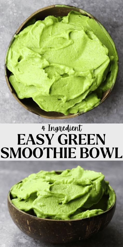 easy 4 ingredient green smoothie bowl Smoothie Bowls Aesthetic, Easy Smoothie Bowls, Thick Smoothie Bowl, Bowls Aesthetic, Smoothie Bowl Ideas, Healthy Smoothie Bowls, Thick Vegan, Aesthetic Smoothie, Thick Smoothie