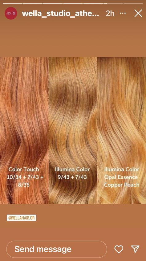 Natural Ginger Hair Color Formula, Wella Color Formulas Copper Red Hair, Light Copper Hair Formula, Copper Toner For Blonde Hair, Honey Red Hair Color Strawberry Blonde, Wella Strawberry Blonde Formula, Golden Blonde Formula, Wella Copper Formula, Ginger Hair Light