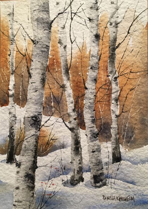 Birch Tree Watercolor, Birches Painting, Modern Watercolor Art, Watercolor Paintings Of Animals, Birch Tree Art, Tree Watercolor Painting, Learn Watercolor Painting, Learn Watercolor, Watercolor Paintings For Beginners