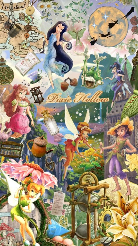 Tinkerbell Fairies Aesthetic, Fairytale Cottagecore, Pixie Hallow, Fairies Aesthetic, Tinkerbell Wallpaper, Disney Fairies Pixie Hollow, Cute Screen Savers, Aesthetic Shuffles, Tinkerbell Fairies