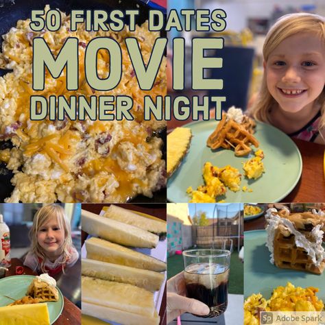 Fun movie themed dinner for 50 First Dates, including dinner, drinks, dessert Movie Themed Date Night, Movie Dinner Theme Night Adult, Movie Themed Dinner Ideas For Couples, Movie And Dinner Theme, Theme Dinner Ideas, Movie Themed Dinner Ideas, Themed Dinner Ideas, Theme Dinners Ideas, Movie Meals