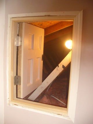 Project Coraline: Build an Attic Door W/ Skeleton Lock: 10 Steps (with Pictures) Attic Access Door, Attic Man Cave, Crawl Space Door, Attic Door, Attic Organization, Attic Office, Attic Doors, Small Attic, Attic Bathroom