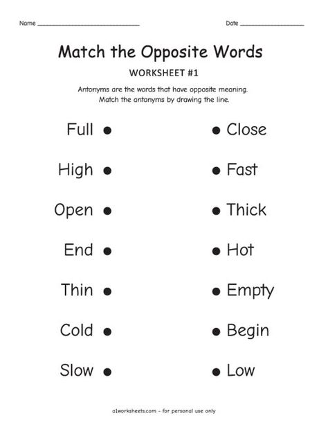 Antonyms Worksheets Printable Antonyms For Grade 1, Opposite Words For Kids, Grade 1 Worksheets, Antonyms Worksheet, Printable Worksheets For Kindergarten, English Grammar For Kids, Printable Worksheets For Kids, Word Family Worksheets, English Worksheets For Kindergarten