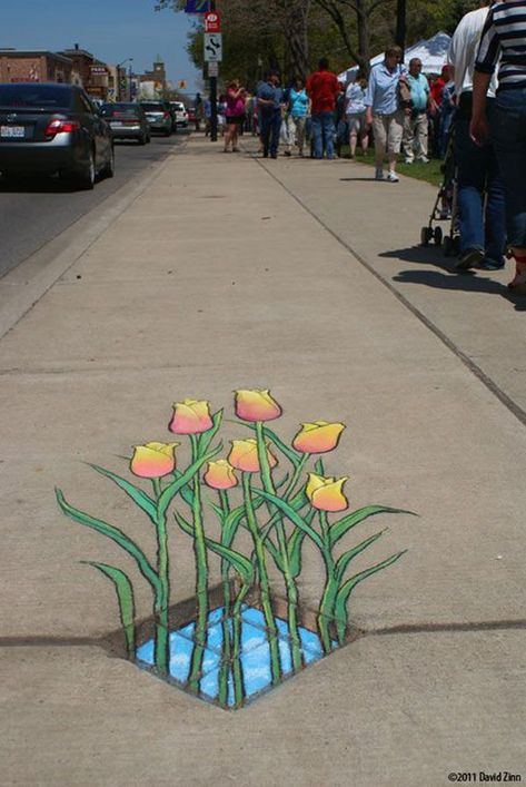 Charming modern street art work. Get more curated urban street art graffiti inspiration on our Instagram, @arthunter.me. Chalk Art Quotes, Street Chalk Art, Fun Chalk Art, David Zinn, Pavement Art, 3d Chalk Art, Side Walk, Arte Indie, Sidewalk Chalk Art