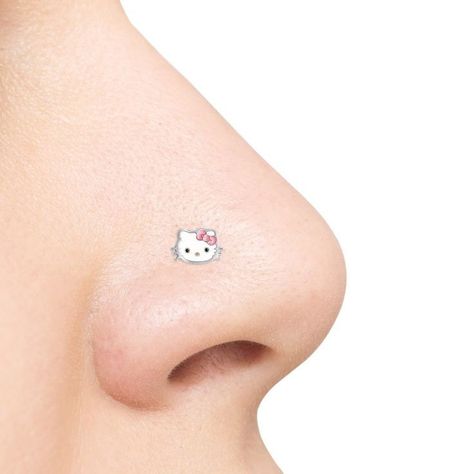 Nose Piercing Stud Hello Kitty, Hello Kitty Nose Stud, Hello Kitty Eyelashes, Hello Kitty Nose Ring, Pink Nose Piercing, Hello Kitty Nose Piercing, Hello Kitty Piercing, Classic Hello Kitty, Cute Nose Piercings