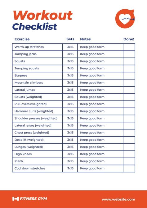 Hand-drawn Fitness Gym Workout Routine Checklist Gym Checklist, Gym Workout Routine, Warm Up Stretches, Work Out Routines Gym, Routine Checklist, Lateral Raises, Checklist Template, Fitness Gym Workout, Shoulder Press