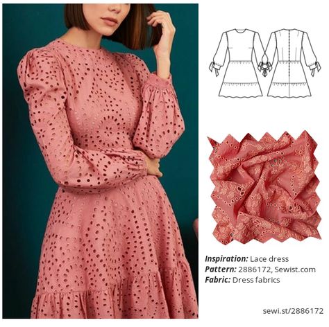 Lace dress Women Clothing Dress Sewing Pattern Sewist Fashion Design Ideas, Long Sleeve Dress Pattern, Clothing Sewing Patterns, Abaya Pattern, Ideas For Sewing, Couture Sewing Techniques, Women Long Sleeve Dress, Couture Sewing, Clothes Sewing Patterns