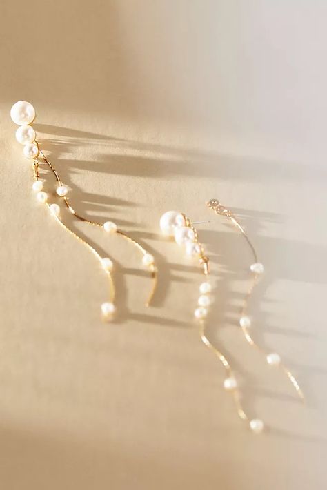 A.B. Ellie Freshwater Pearl Strand Earrings | Anthropologie Fine Jewelry Photography, 2024 Jewelry, Vintage Inspired Wedding Dresses, Anthropologie Wedding, Winter Jewelry, Luxe Jewelry, Pearl Strand, Jewelry Photography, Pearl Strands