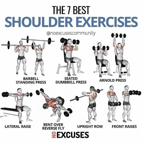 Shoulder Day Workout, Shoulder Workouts For Men, Chest And Shoulder Workout, Shoulder Workout Routine, Exercises For Men, Best Shoulder Workout, Workout Gym Routine, Workout Program Gym, Gym Workout Planner