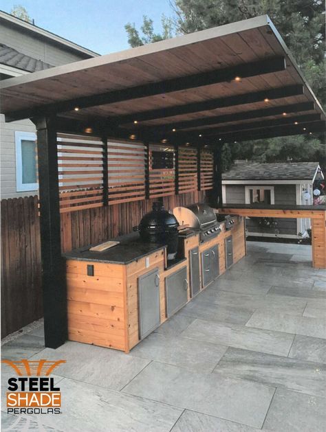 Outdoor Bbq Area, Outdoor Grill Station, Balkon Decor, Outdoor Kitchen Decor, Outdoor Kitchen Plans, Build Outdoor Kitchen, Outdoor Bbq Kitchen, Deck Designs, Exterior Modern