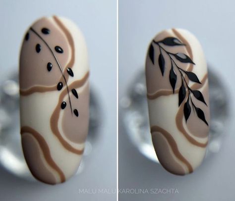 Nail Art Designs Leaves, Leaves Nail Art Designs, Leave Nail Art, Brown Nail Art Designs, Leaves Nail Art, Beginner Nail Designs, Nail Art Wheel, Brown Nail Art, Quick Nail Art