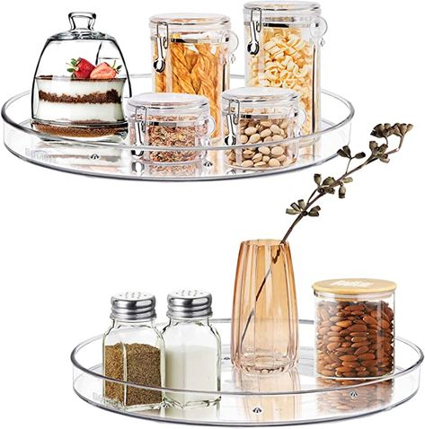 Amazon.com: 2 Pack Lazy Susan Organizer, 10.6" Clear Lazy Susan Turntable for Cabinet, Plastic Lazy Susan Cabinet Organizer- Kitchen Pantry Organization and Storage: Home & Kitchen Lazy Susan Baby Bottle Storage, Lazy Susan Cabinet Organization, Lazy Susan Spice Rack, Turntable Organizer, Kitchen Lazy Susan, Kitchen Turntable, Pantry Countertop, Lazy Susan Organizer, Lazy Susan Cabinet