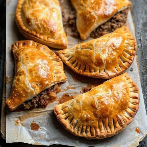 Beef Pasties Meat Pasties Recipes, Ground Beef Pasties, Beef Pasties Recipes, Ground Beef Pasties Recipes, Meat Pasty Recipe, Gravey Recipe, Irish Pasties, Beef Pasty, Chicken Pasties